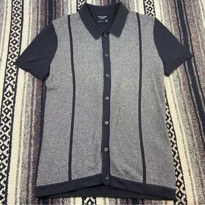 Abercrombie & Fitch Featherweight Sweater Polo Blue Gray Button-Down Shirt XS